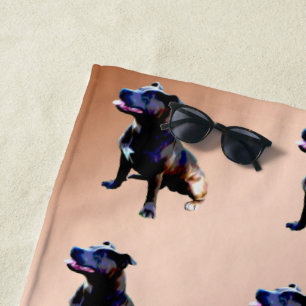 Staffordshire Bull Terrier Oil Paint, Beach Towel