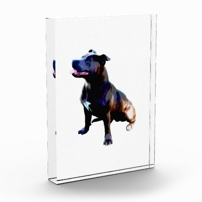 Staffordshire Bull Terrier Oil Paint, Photo Block (Left)