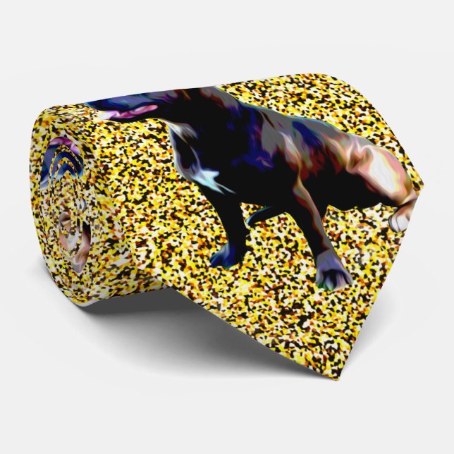 Staffordshire Bull Terrier On Gold,  Neck Tie (Rolled)