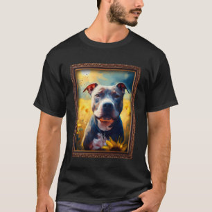Staffordshire Bull Terrier Painting Sunflower Flow T-Shirt