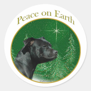 Staffordshire Bull Terrier Peace Classic Round Sticker