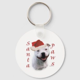 Staffordshire Bull Terrier Santa Paws Key Ring