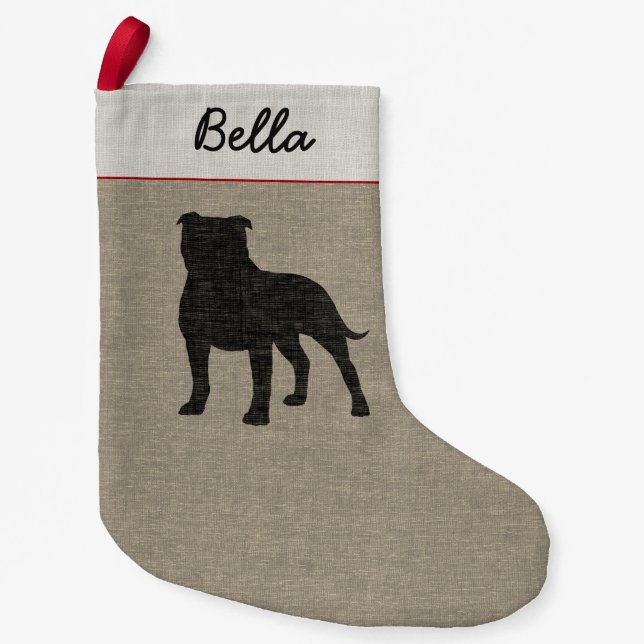 Staffordshire Bull Terrier Silhouette Staffie Dog Small Christmas Stocking (Front)