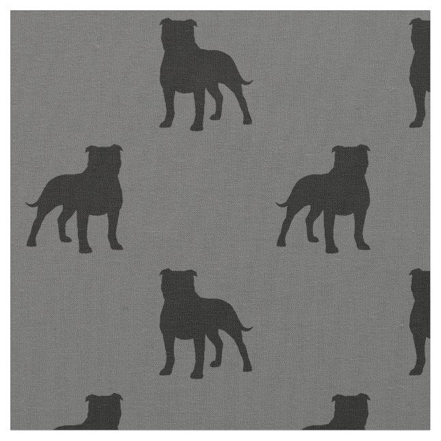 Staffordshire Bull Terrier Silhouettes Dog Pattern Fabric (Close Up)