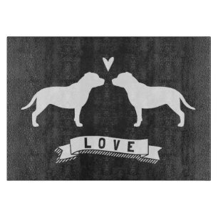 Staffordshire Bull Terrier Silhouettes Love Cutting Board