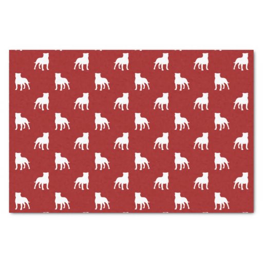 Image of Staffordshire Bull Terrier Silhouettes Pattern Red Tissue Paper