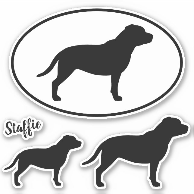 Staffordshire Bull Terrier Silhouettes Sticker Set (Front)