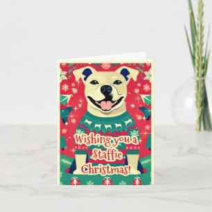 Staffordshire Bull Terrier Staffie Festive Funny  Holiday Card