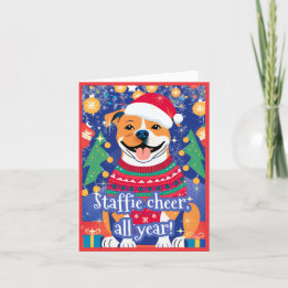Staffordshire Bull Terrier Staffie Funny Christmas Holiday Card