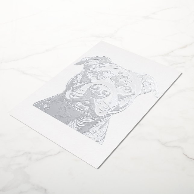 Staffordshire Bull Terrier (Staffy) Foil Notecard  (Rotated)