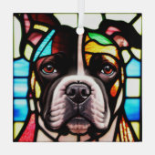 Staffordshire Bull Terrier "Stained Glass"  Glass Tree Decoration (Back)
