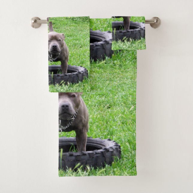 Staffordshire Bull Terrier Time To Play, Bath Towel Set (Insitu)