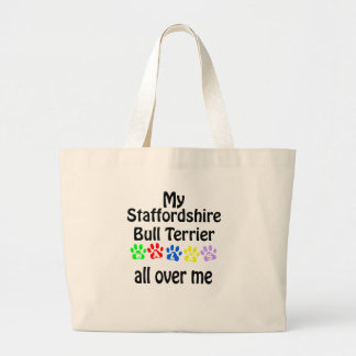 Staffordshire Bull Terrier Walks Design Large Tote Bag