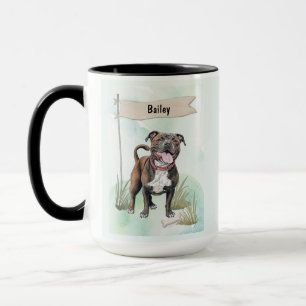 Staffordshire Bull Terrier Watercolor Personalised Mug