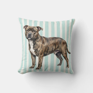 Staffordshire Bull Terrier Watercolor Pillow