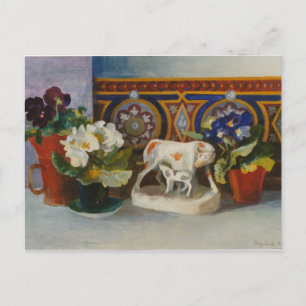 Staffordshire Cow with Primulaes 2004 Postcard