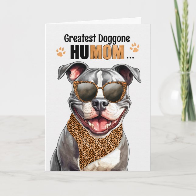 Staffordshire Dog Greatest HuMOM Mother's Day Holiday Card (Front)