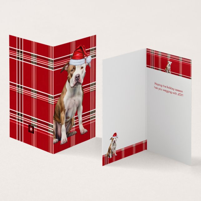 Staffordshire Dog Holiday Red Plaid Christmas (Inside and Outside)