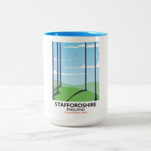 Staffordshire England train poster Two-Tone Coffee Mug