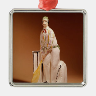 Staffordshire figure of a cricketer, 1865 metal tree decoration