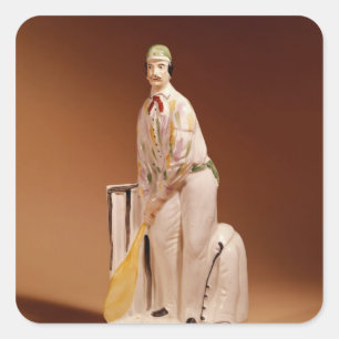 Staffordshire figure of a cricketer, 1865 square sticker