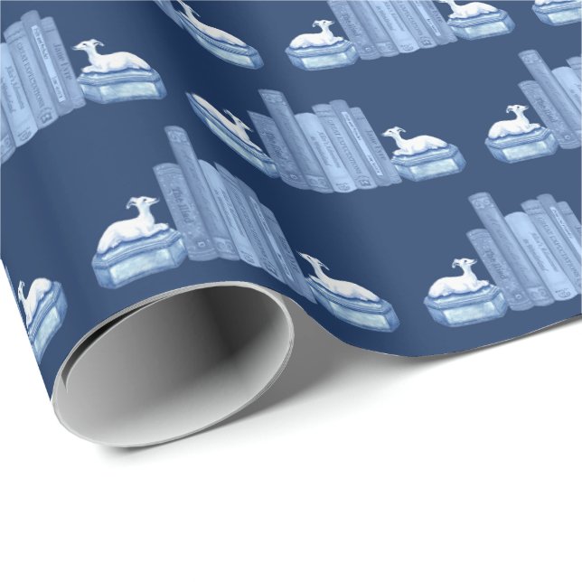 Staffordshire Greyhounds and Books Wrapping Paper (Roll Corner)