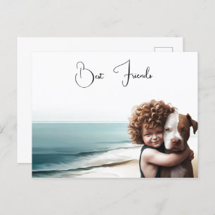 Staffordshire Pitbull & Boy Keepsake Postcard Art