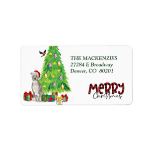 Staffordshire Terrier and Christmas Tree Label