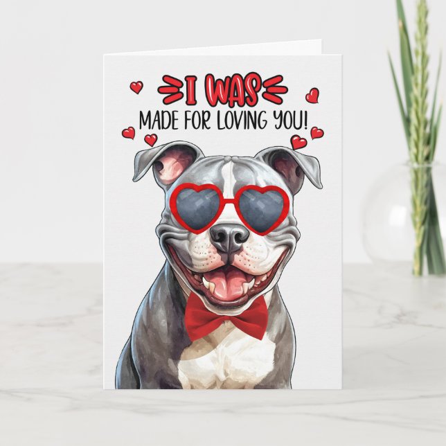 Staffordshire Terrier Dog Loving You Valentine Holiday Card (Front)