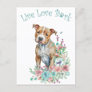 Staffordshire Terrier Dog Mum Floral Postcard
