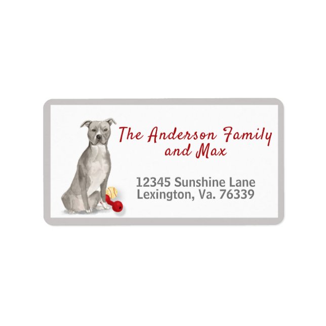 Staffordshire Terrier Family Return Address    Label (Front)