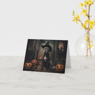 Staffordshire Terrier Pumpkins Halloween Scary Card
