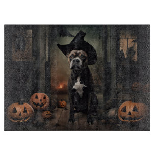 Staffordshire Terrier Pumpkins Halloween Scary  Cutting Board