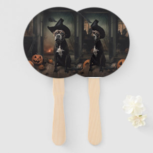 Staffordshire Terrier Pumpkins Halloween Scary  Hand Fan