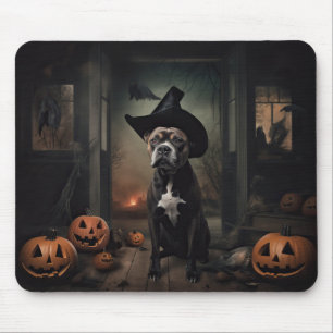 Staffordshire Terrier Pumpkins Halloween Scary Mouse Mat