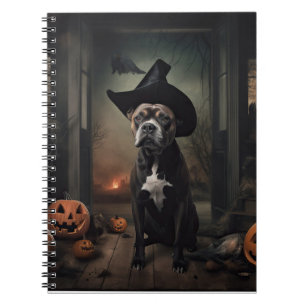 Staffordshire Terrier Pumpkins Halloween Scary Notebook