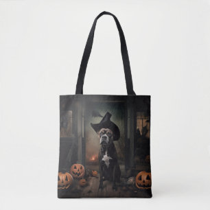 Staffordshire Terrier Pumpkins Halloween Scary  Tote Bag