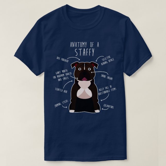 Staffordshire Terrier Staffy Anatomy 1 T-Shirt (Design Front)