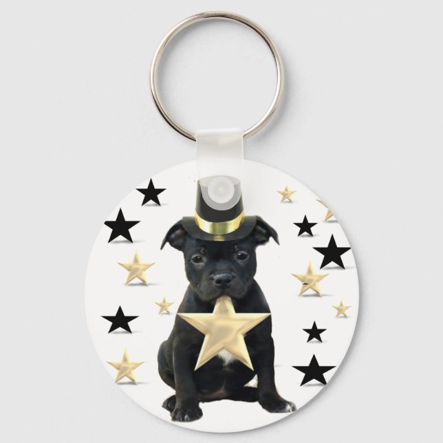 Stafforfshire bull terrier puppy key ring (Front)