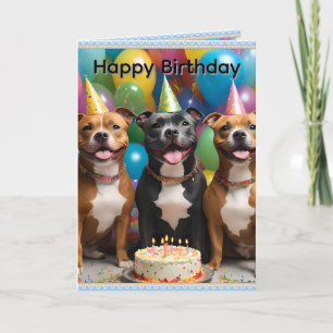 Staffy Celebration: A Birthday Party with Cake  Card
