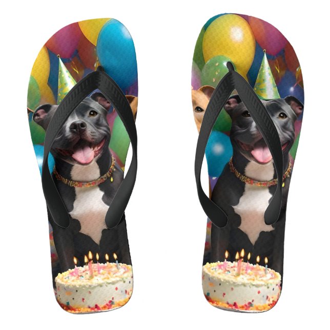 Staffy Celebration: A Birthday Party with Cake  Flip Flops (Footbed)