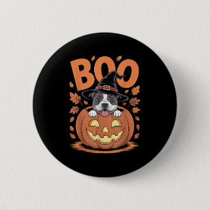 Staffy Costume Pumpkin Halloween Staffordshire Bul 6 Cm Round Badge