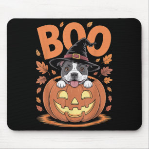 Staffy Costume Pumpkin Halloween Staffordshire Bul Mouse Mat