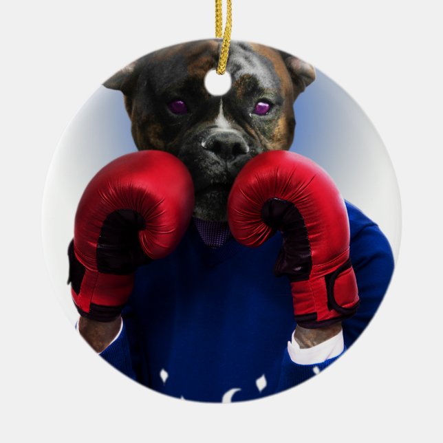 Staffy Dog Boxer Fun Animal Ceramic Tree Decoration (Front)