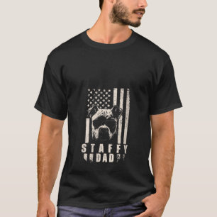 Staffy Dog Dad American Flag Gifts for Best Father T-Shirt