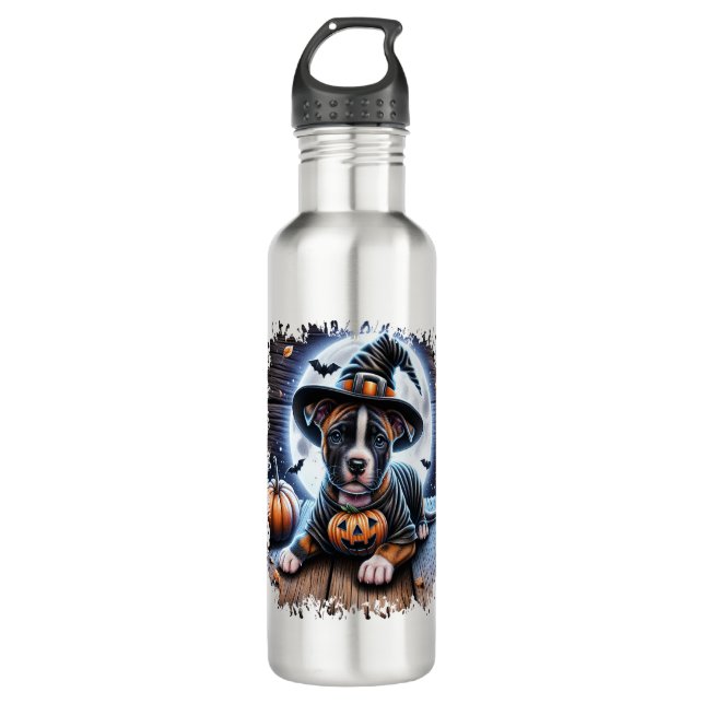 Staffy Dog Halloween Square 710 Ml Water Bottle (Front)