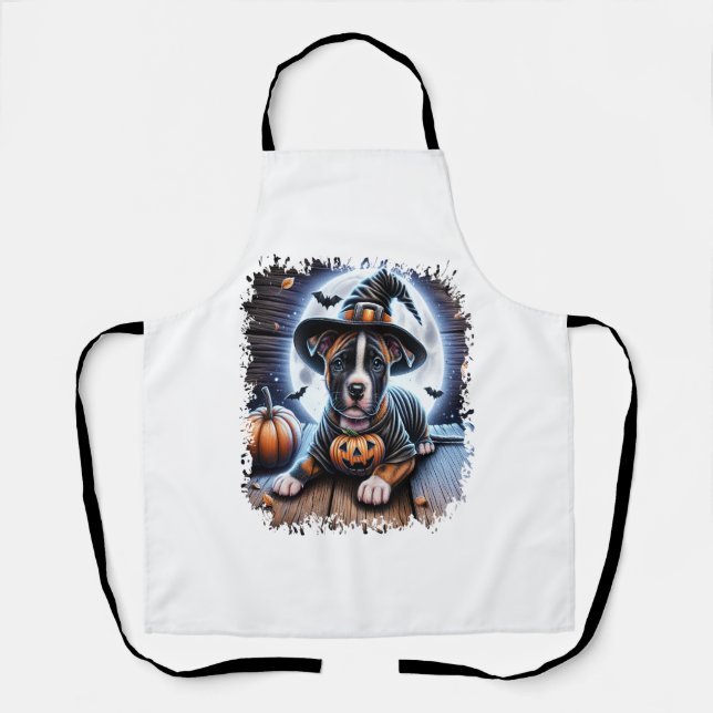 Staffy Dog Halloween Square Apron (Front)