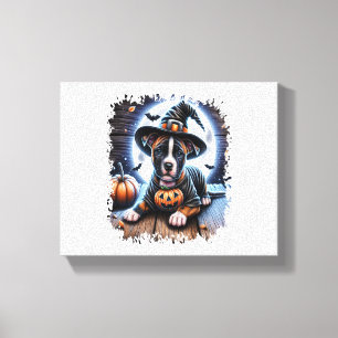 Staffy Dog Halloween Square Canvas Print