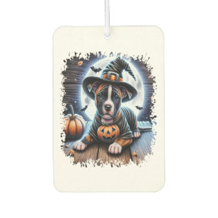 Staffy Dog Halloween Square Car Air Freshener
