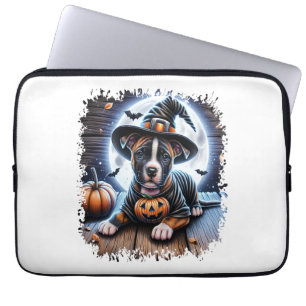 Staffy Dog Halloween Square Laptop Sleeve